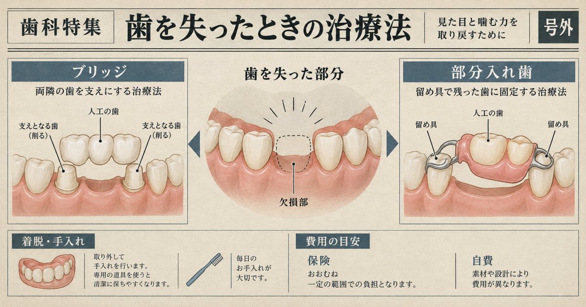入れ歯とブリッジの違いを周囲の歯への負担や費用から解説