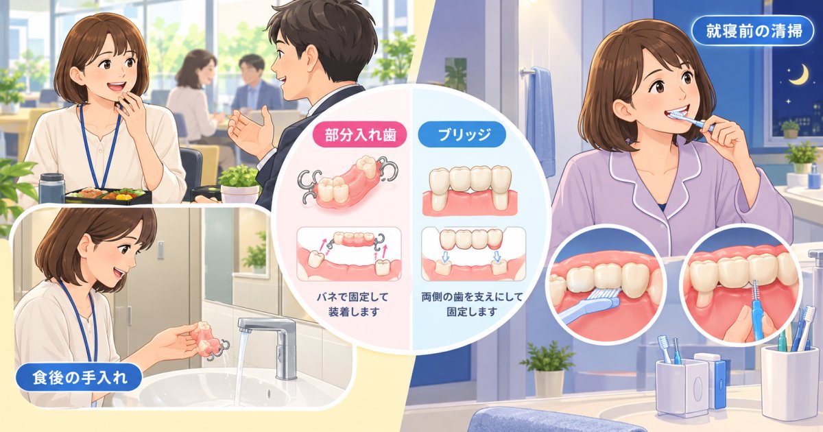 噛み心地・見た目・手入れの違いを、仕事中と自宅の場面で確かめる